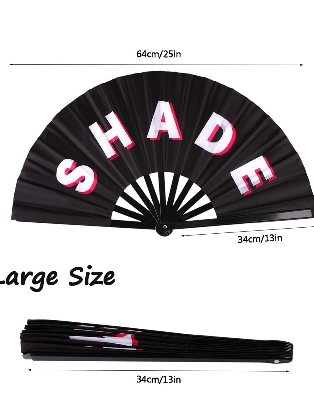 Large 25" Black "SHADE" Folding Fan 🏖️✨ (Drama Included) 🙄😑